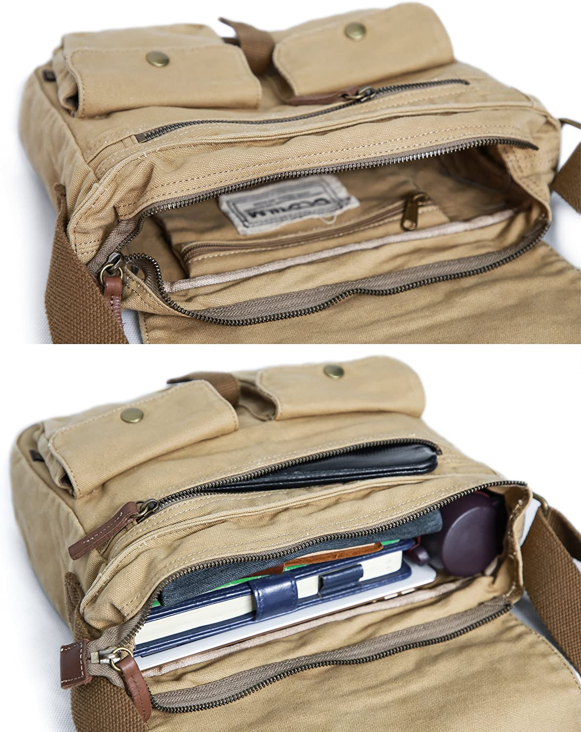 Gootium Canvas Messenger Bag - Vintage Crossbody Shoulder Bag Military Satchel image number 3