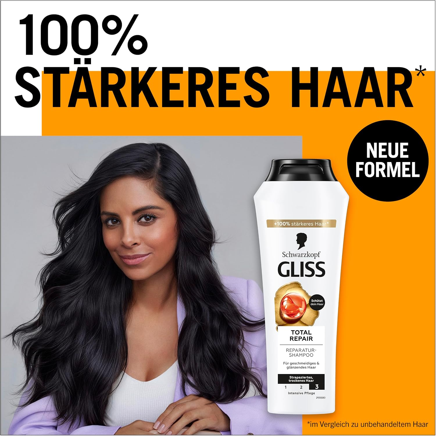 Gliss Shampoo Total Repair (250 Ml), Hair Shampoo Smooths the Hair Surface and Provides Effective Repair, Nourishing Shampoo Ensures up to 85% Less Hair Breakage image number 6