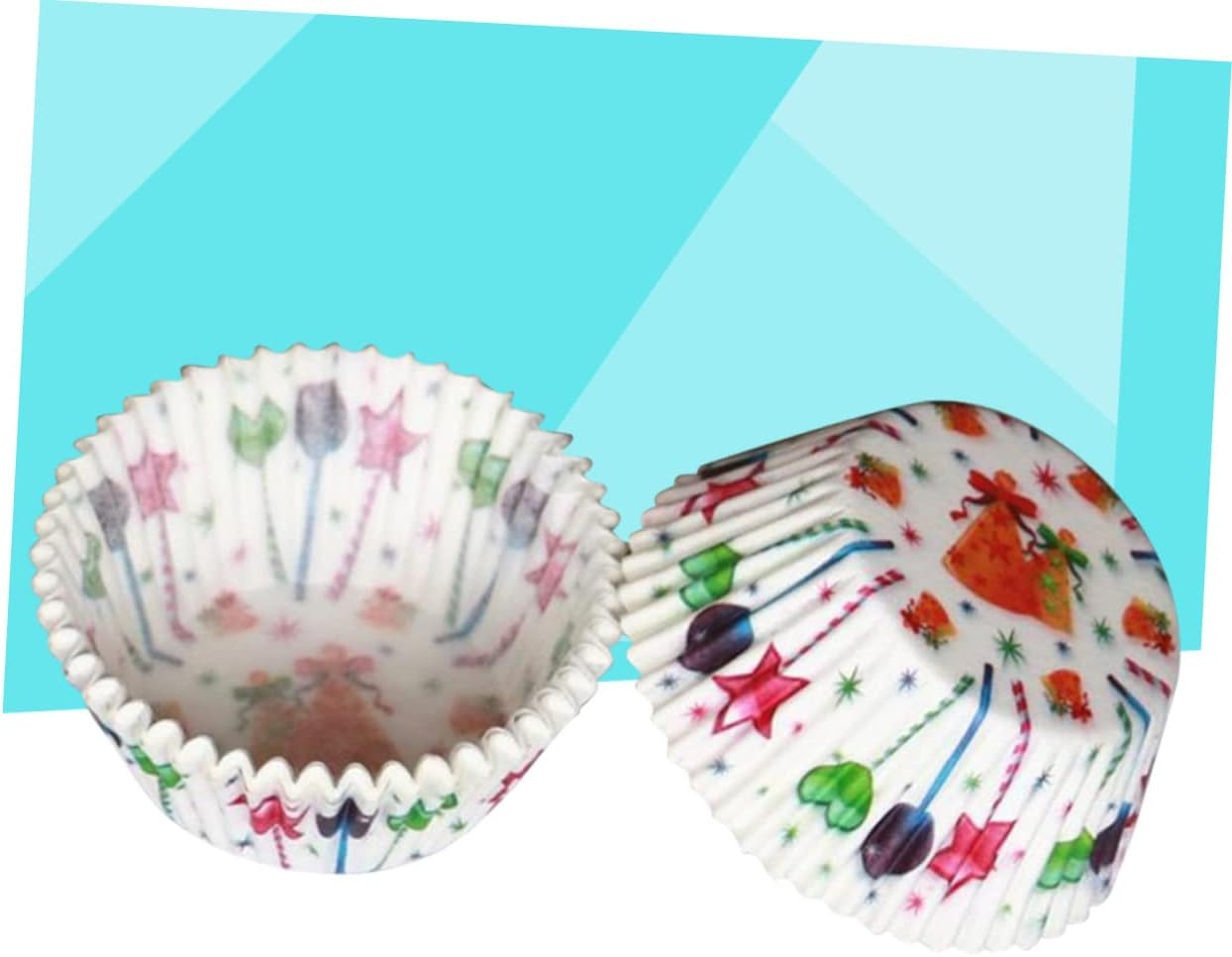 STOBAZA 100PCS Christmas Cake Cup Cupcake Wrappers Paper Muffin Liners Food Grade Soybean Ink