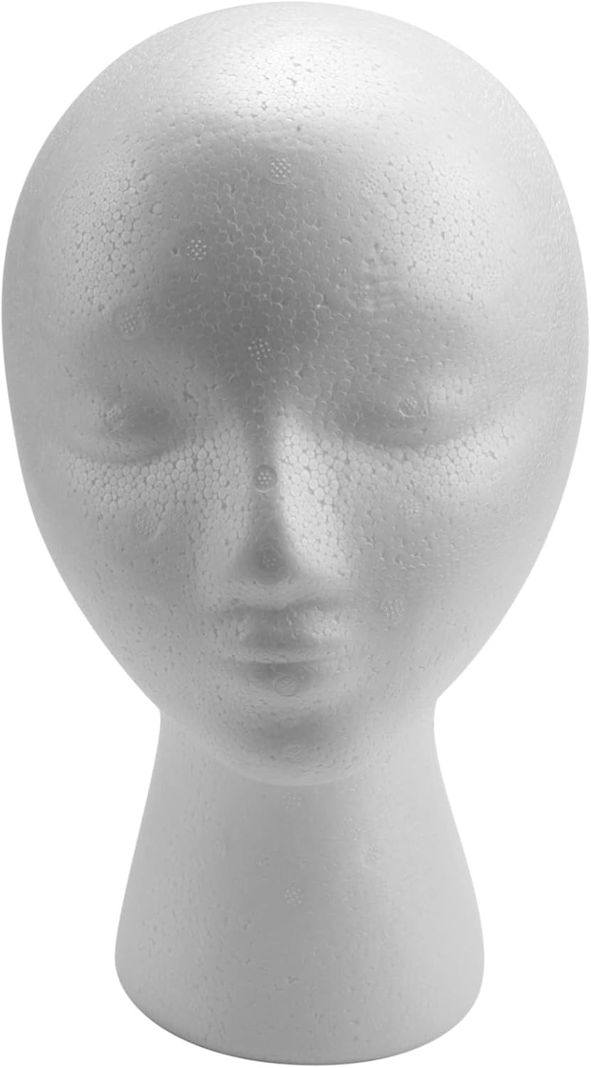 Dropfree 27.5 X 52 Cm Faux Mannequin Head Female Foam (Polystyrene) Exhibitor for Cap, Headphones, Hair Accessories and Wigs Women Mannequin Foam image number 5