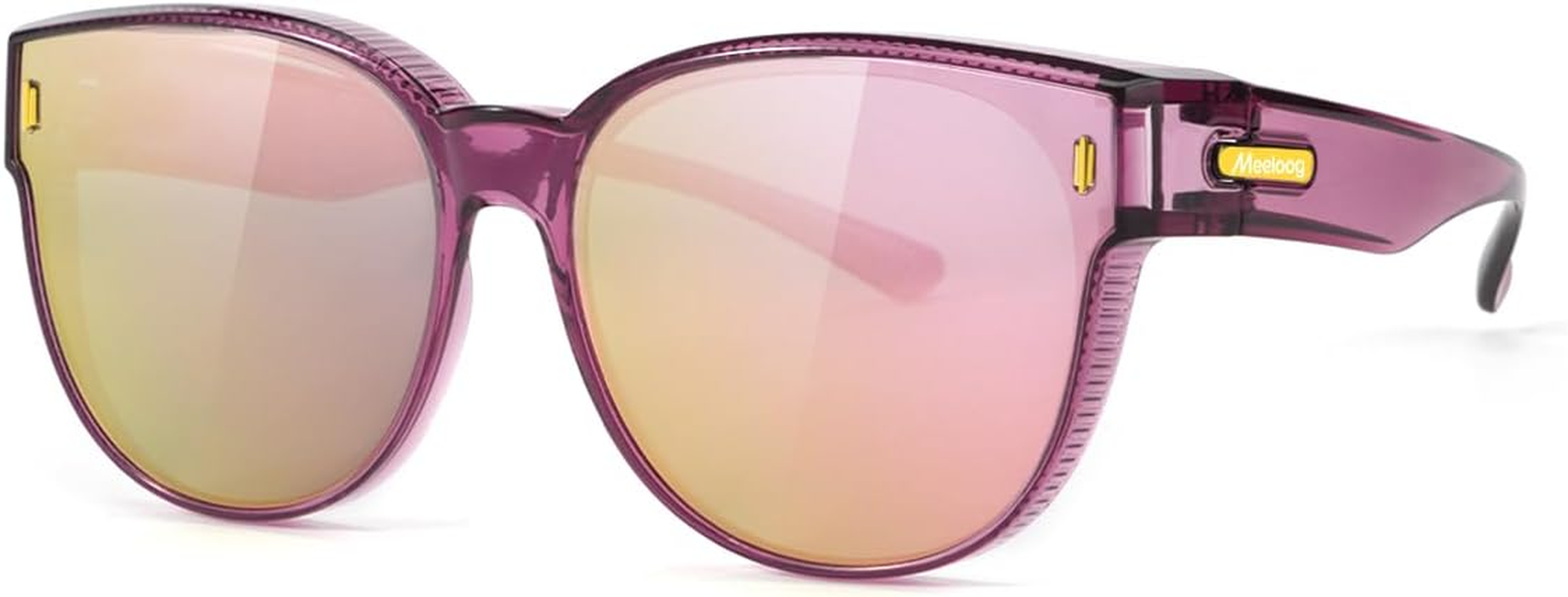 Meeloog over Glasses Sunglasses for Women Polarized Stylish Large Shades Cover Glass Women Cateye round UV400 for Driving