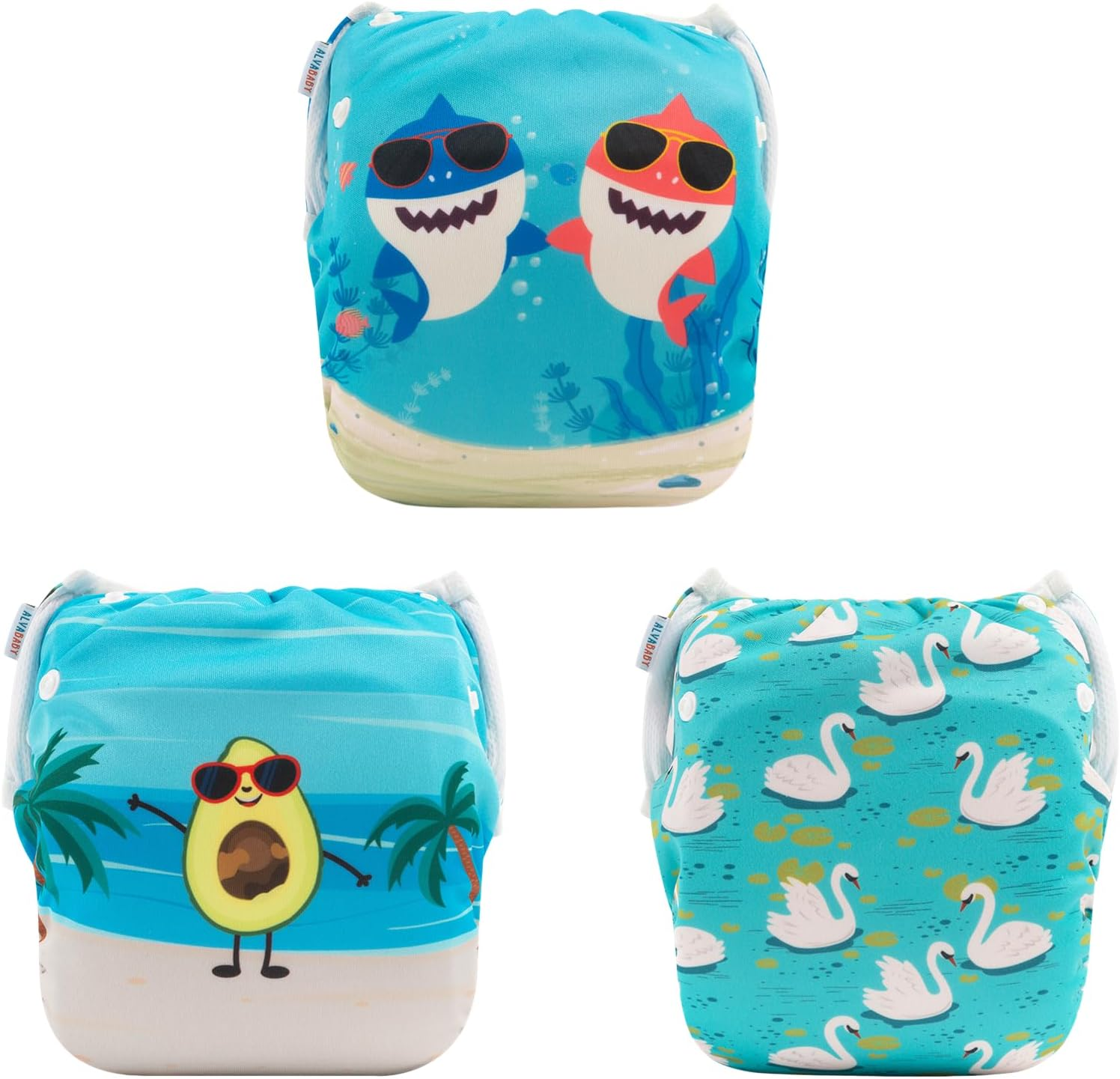 ALVABABY Large Swim Diapers 3Pcs Baby & Toddler Snap One Size Reusable Adjustable Baby Boy Adjustable Washable 0-2 Years Old 3SWY36-AU image number 4