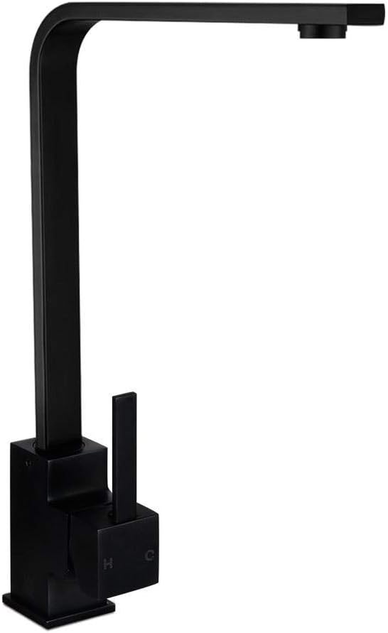 Cefito Kitchen Tap, 360&deg; Gooseneck Sink Mixer Taps Spray Head Rotating Faucet Water Aerator for Home Bathroom Laundry, Brass Body Hot and Cold Switch Black image number 1