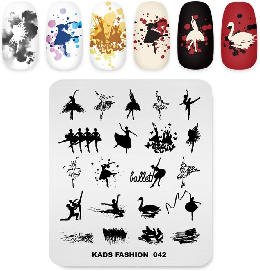 Stamp Stencils for Nail Art Chinese Style Geometry Ballet Swan Theme Templates Manicure Design Printing Tool