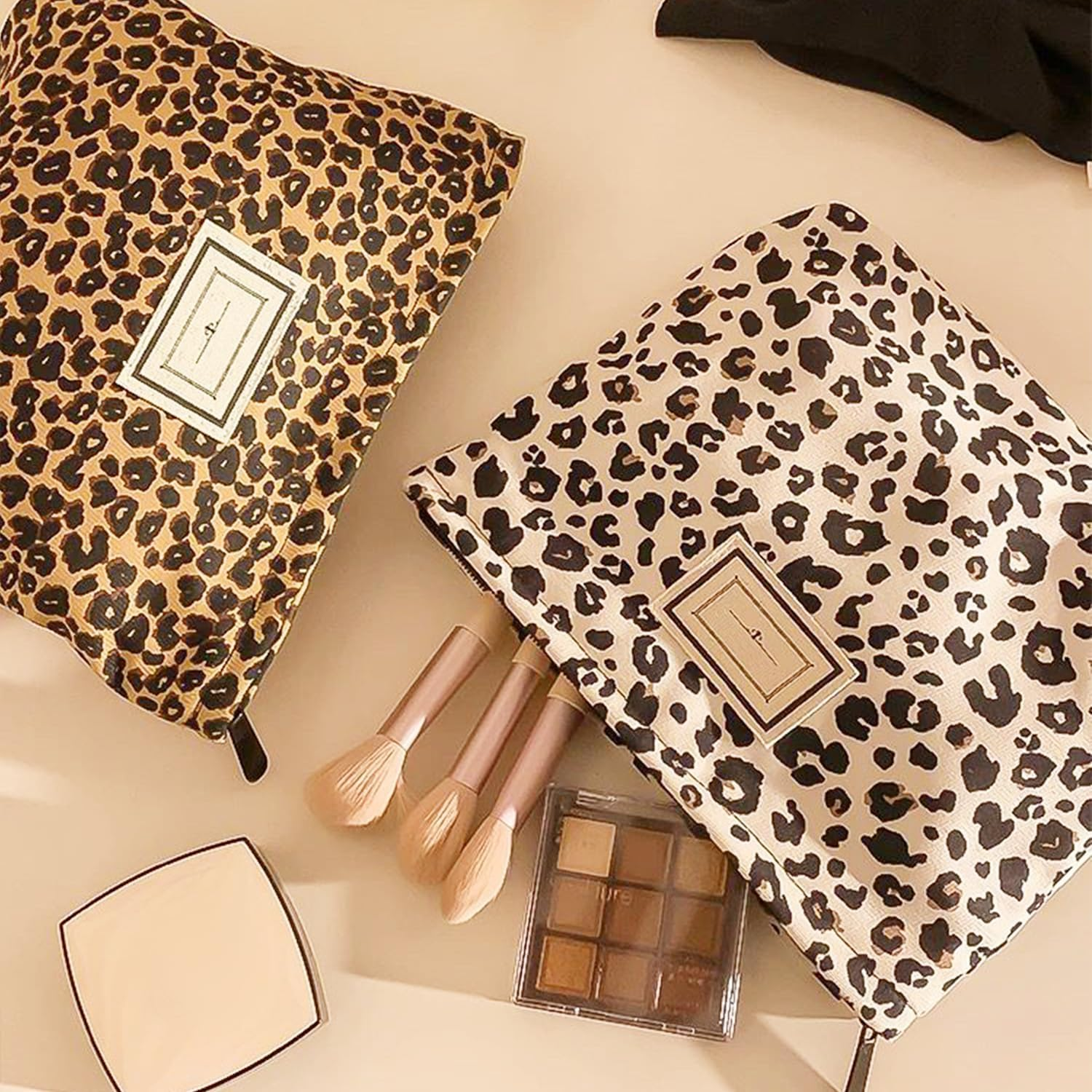 HDGSAFD 3 Canvas Bags, Leopard Print Flashing Pattern, Multifunctional Storage Bag, Portable Cosmetic Bag for Women, Suitable for Daily Storage. image number 5