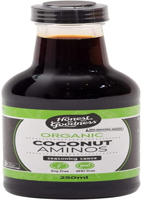 Honest to Goodness, Organic Coconut Aminos, 250 Ml - Delicious Soy and Wheat-Free Alternative Seasoning Sauce. Made from Hand-Harvested Organic Coconut Blossom Sap.