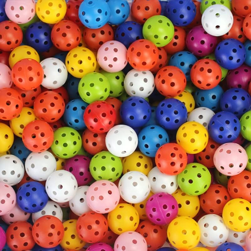 AIMALL 50PCS Plastic Airflow Perforated Golf Training Balls, Lightweight Hollow Design, Ideal for Indoor & Outdoor Practice, 41Mm Diameter