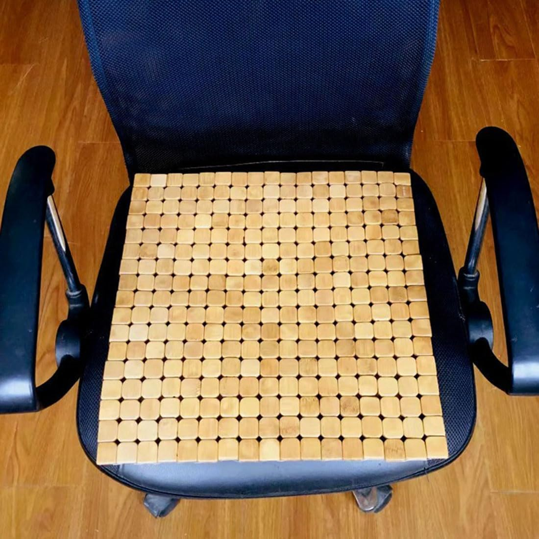 QUHUOYAO Bamboo Cushion, Cool and Breathable Sofa Cushion, Bamboo Seat Cushions Summer Chair Cushion Car Seat Pad, Natural Wood Beaded Seat Cover Pad Mat Comfy Cool Summer Massage Seat 41X41CM image number 5