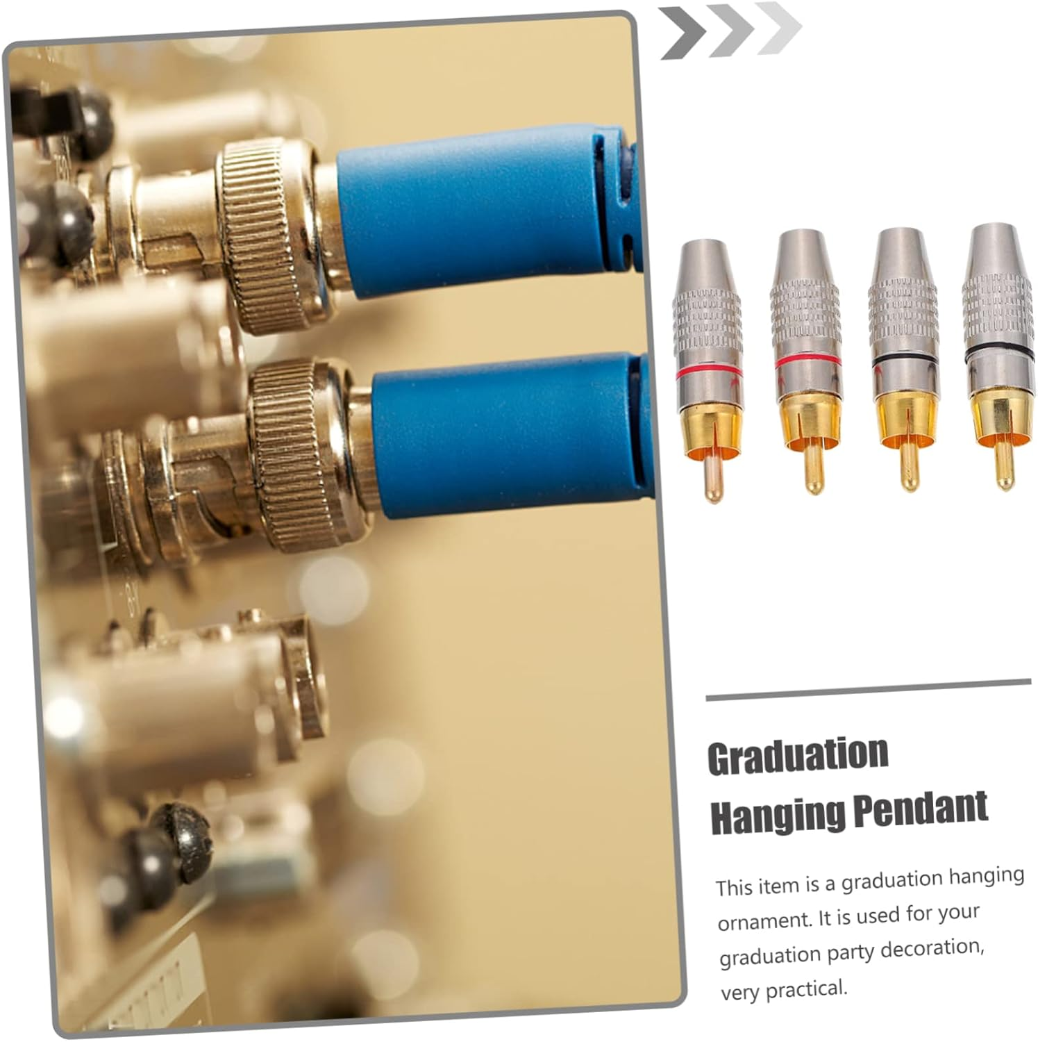 FELTECHELECTR 4Pcs Gold-Plated Male Audio Plugs Connector Set for Speaker and Av Cable Professional Hi-Fi Sound System Accessories with Colored Rings for Home Theater