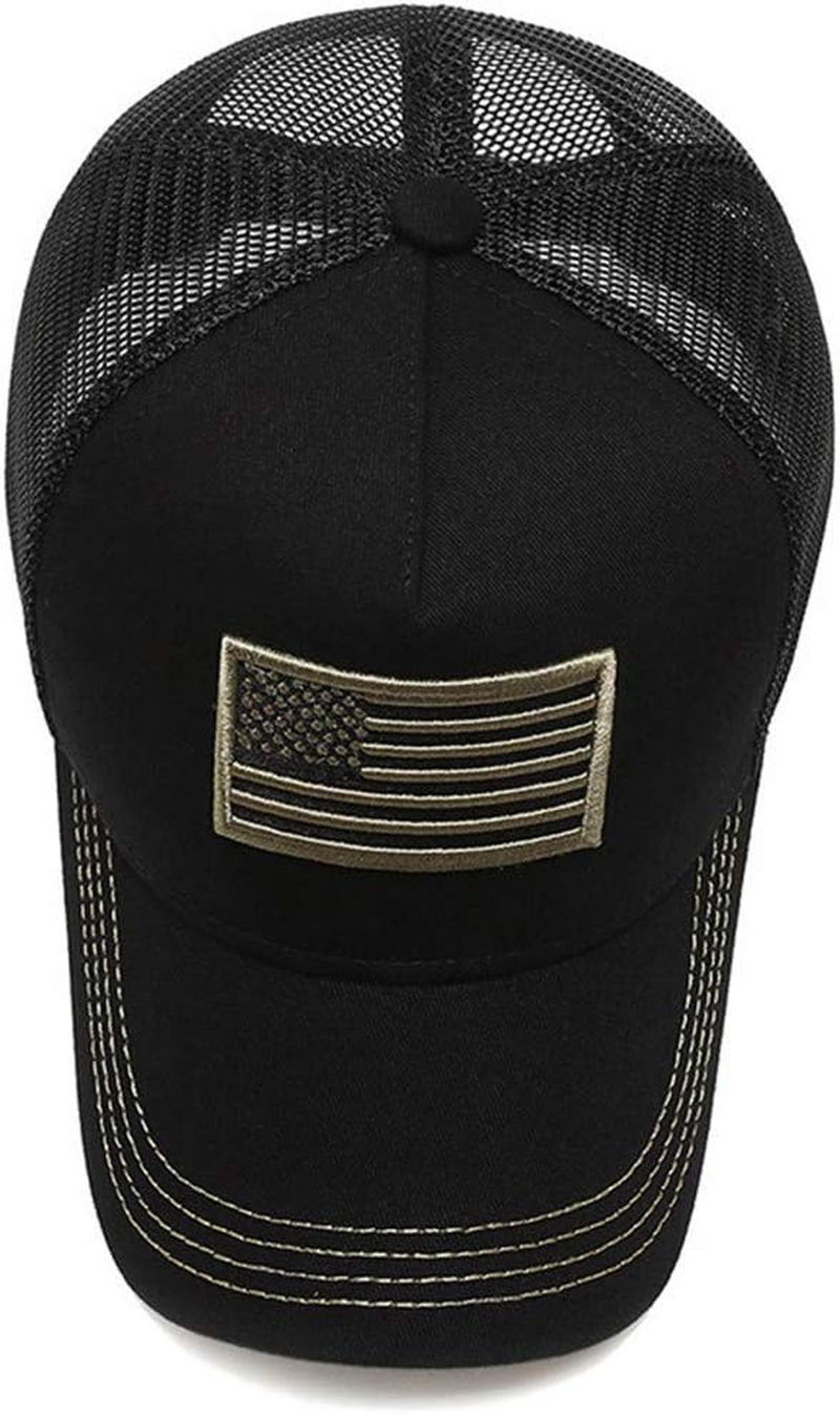 Idopy USA American Flag Army Military Style Mesh Baseball Cap Hat image number 2