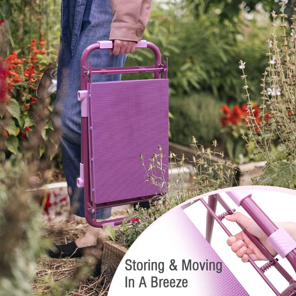 Colwelt Garden Kneeler Upgraded, Gardening Kneelers Stool with Rugged & Sturdy Steel Frame, Garden Seat and Kneeler Bench with Tool Pouch, EVA Foam Pad Protects Your Knees(Purple) image number 2
