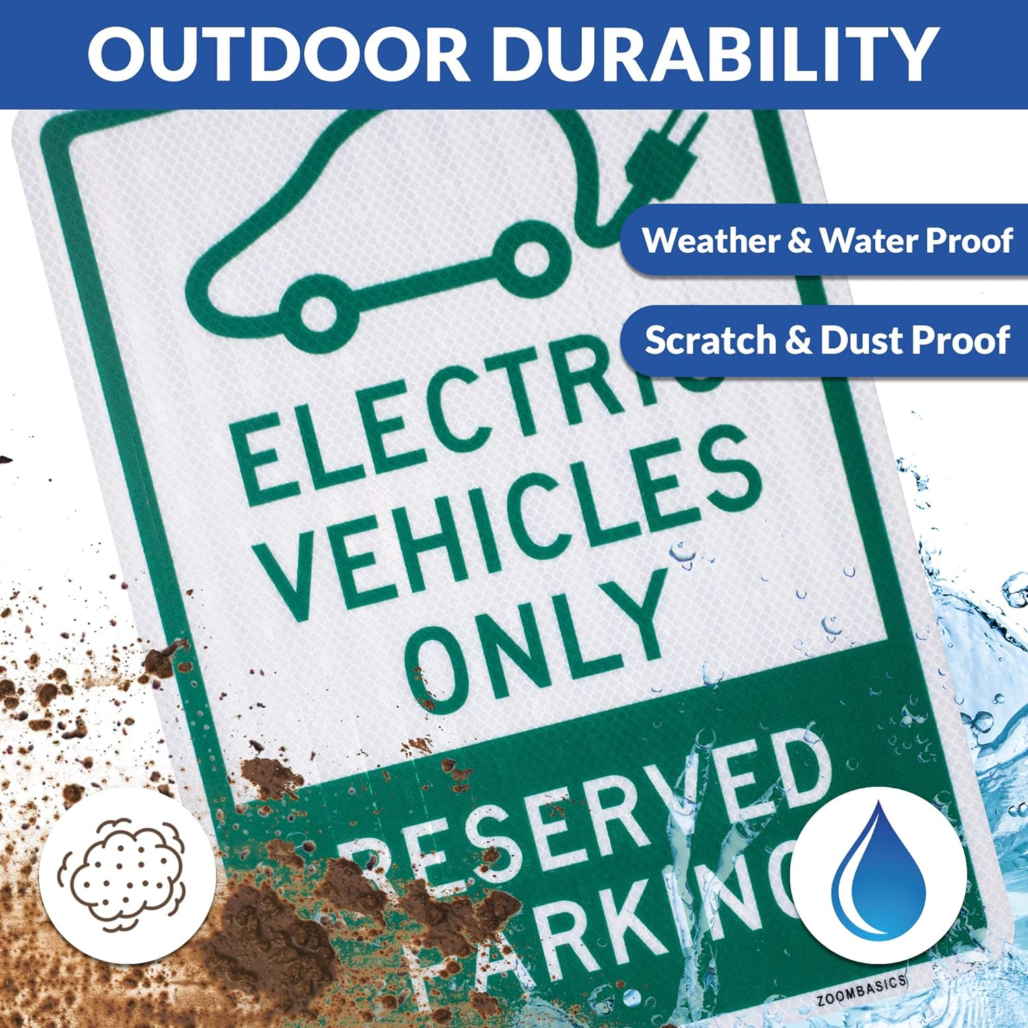 3 PACK - EV Parking Sign Electric Vehicle Reserved 12" X 18" 3M Authorized Engineer Grade EG EGP Quality Reflective Durable Laminated Aluminum image number 2