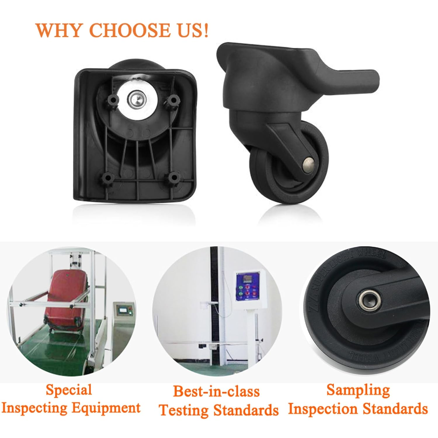 Tarppedrock Replacement Luggage Wheels for Suitcases, Set of 2, Luggage Wheels Replacement Left & Right Spinner Wheels for Suitcase Travel Customs Case (TR44R - 2 Pcs) image number 3