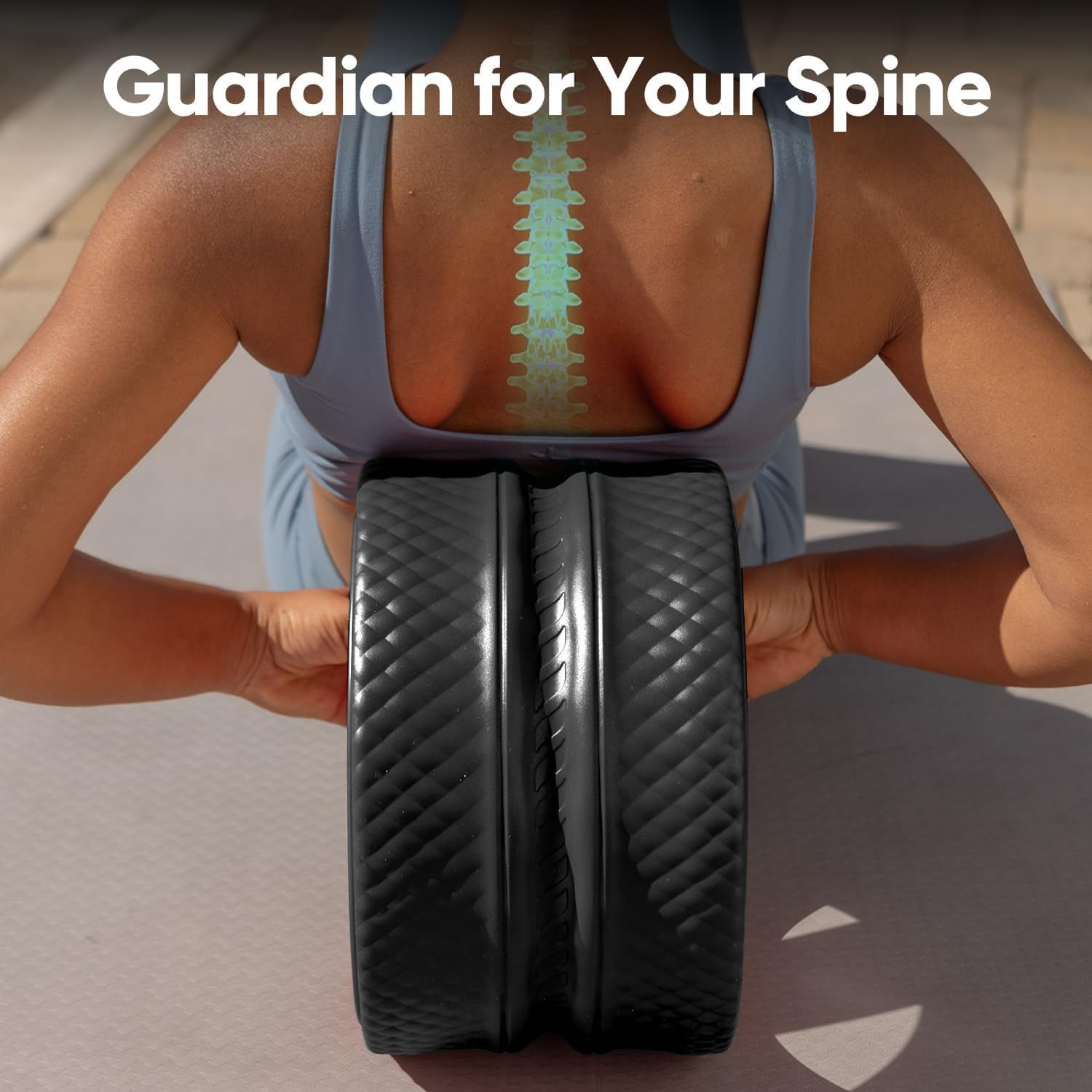 PTEROMYS Back Stretcher Foam Roller for Neck Deep Tissue Massage Physical Therapy,Yoga Wheel for Back Pain Relife Deep Tissue Massage (3-Piece) (Black) image number 2