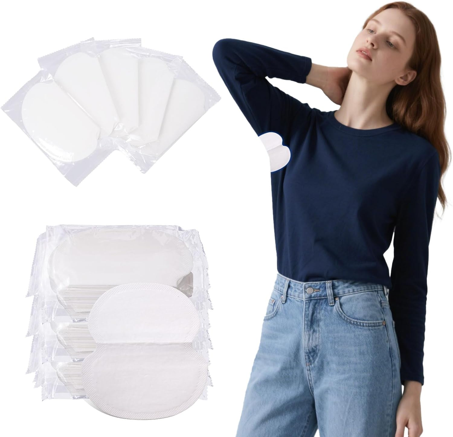 100Pcs Armpit Sweat Pads for Women Men Underarm Sweat Pads Disposable Protection Underarm Fight Hyperhidrosis Sweat Free for Outdoor Work Meeting image number 4