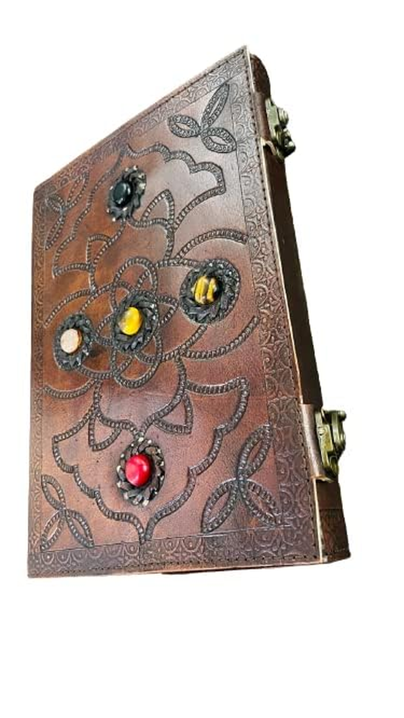 OVERDOSE Hand Embossed Stone Leather Journal - Handmade Antique Stone Journal for Students & Office for Men and Women Diary Sketchbook Drawing Notebook - Size 7 X 10 Inches | 17 X 25 Cm | A4 image number 5