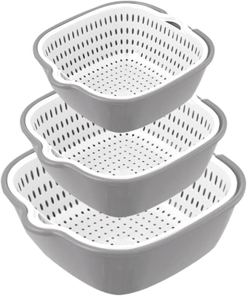 YUSAILU Washing Vegetable Baskets in the Kitchen Fruit Baskets Multi-Layer Stackable Vegetable Sinks, Strainer and Washing Fruits and Vegetables Kitchen Colander Set image number 6