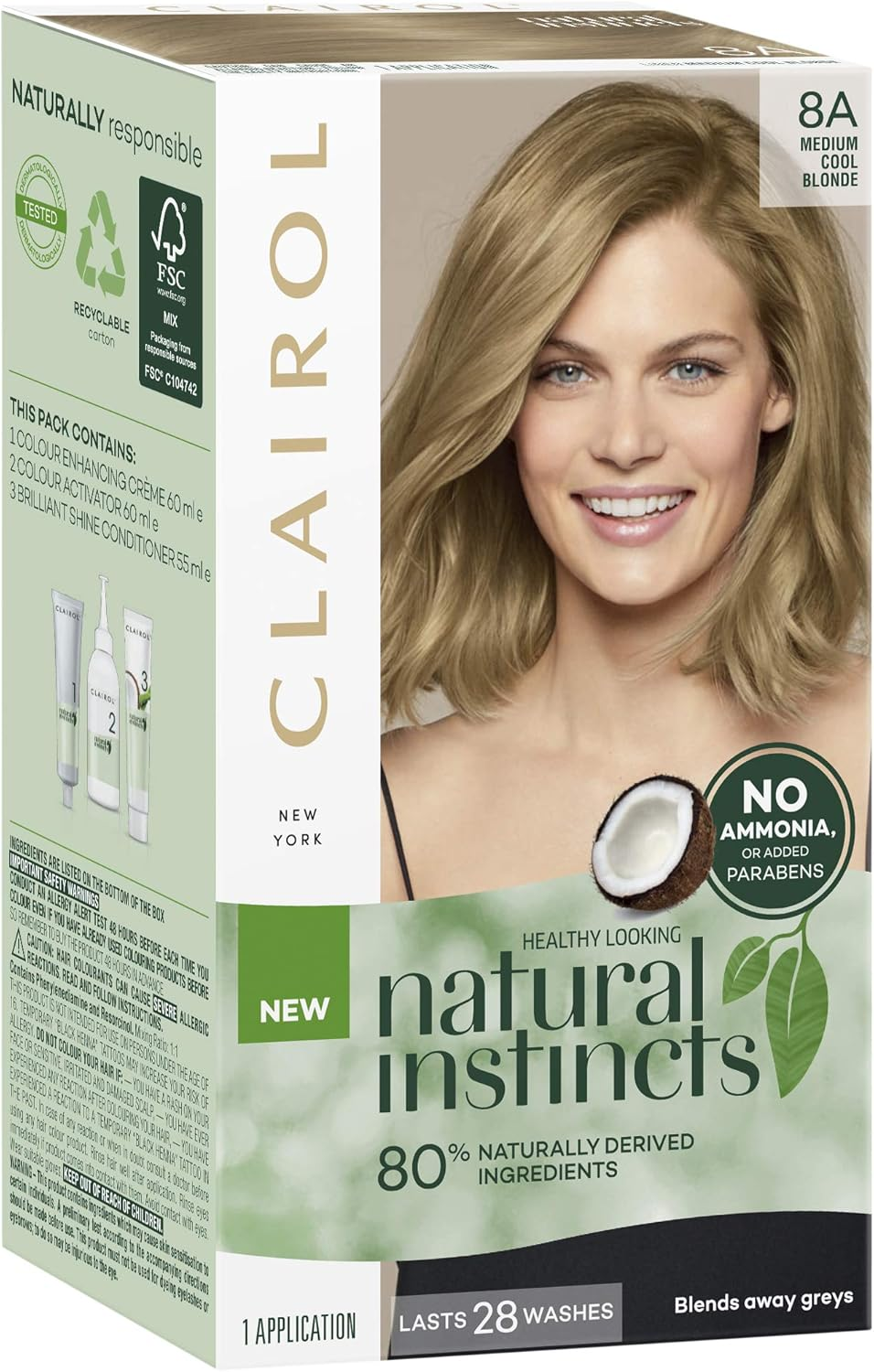 Clairol Natural Instincts Semi-Permanant Hair Colour, 8A Medium Cool Blonde, Ammonia Free, Natural Hair Colour image number 5