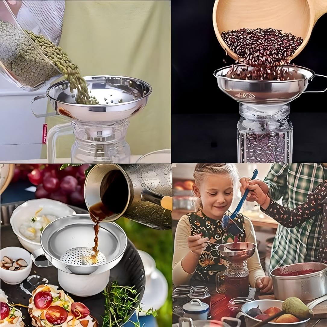 Canning Funnel for Wide and Regular Jars, Wide Mouth Funnel Stainless Steel Funnel for Kitchen Use, Metal Funnel Set for Transferring Liquid Power Jam Grains Dry Wet Ingredients- 3 Pack image number 3