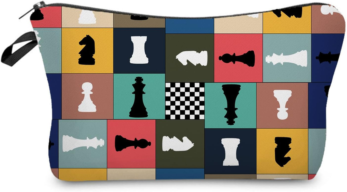 Livel Lhood Chess Makeup Bag Cute Small Organizer Zipper Pouch Chess Cosmetic Bag Christmas Birthday Present for Chess Lovers Players Friends Women image number 2