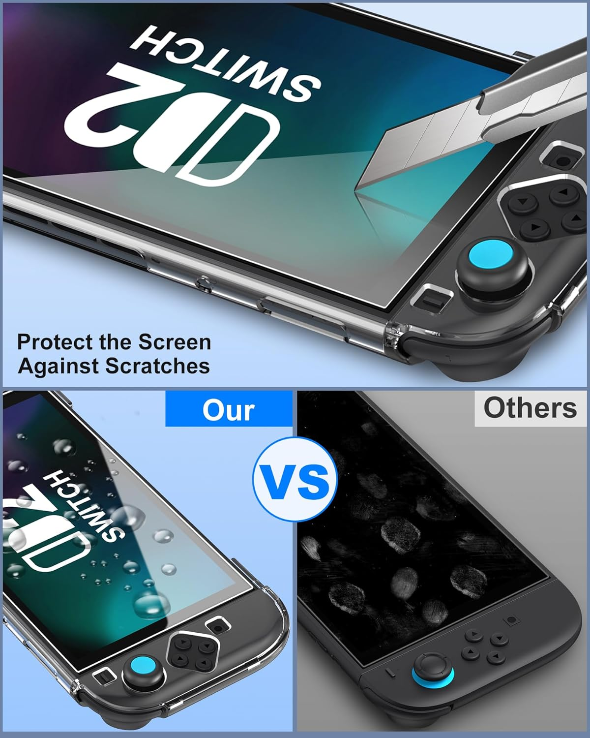 Clear Dockable Case for Nintendo Switch 2(2025)- Magnetic Snap-On Design, 6 in 1 Ultra-Thin Dockable Protective Cover with 9H Tempered Glass Screen Protector, Includes Cleaning Kit & Thumbstick Caps