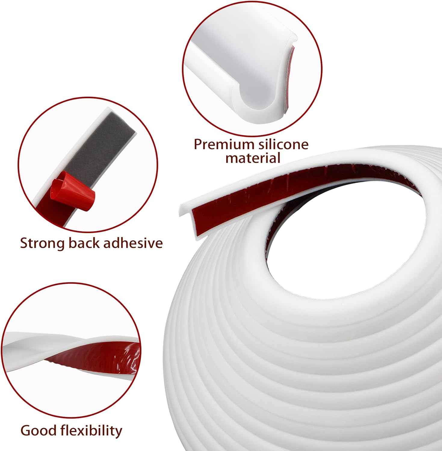 RV Rain Gutters 10 Meters Long Rubber Drip Strip PVC Rain Strip J-Shaped Roof Rain Diversion Self Sealing Tape Suitable for Car Doors Caravans (White) image number 2