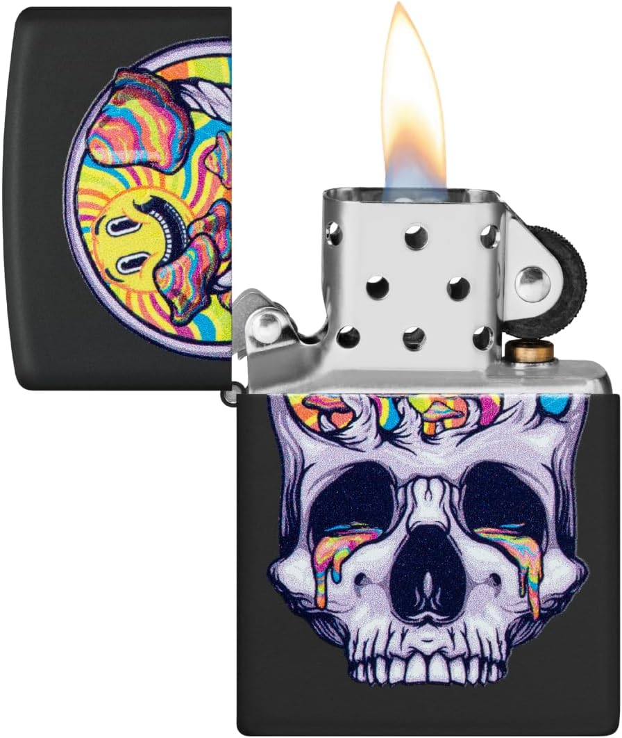 Zippo Skull Moon Design Windproof Lighter, Black Matte image number 1