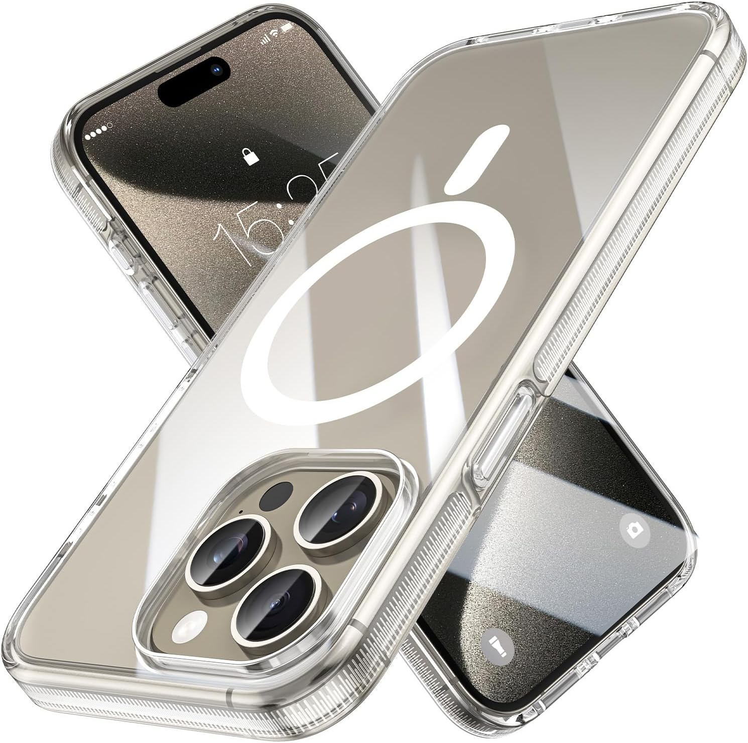 MILPROX Compatible with Iphone 15 Pro Max Case - Compatible with Magsafe - Magnetic Clear Trasparent Design - Non-Yellowing Anti-Slip - Shockproof Bumper Phone Cover - Pink