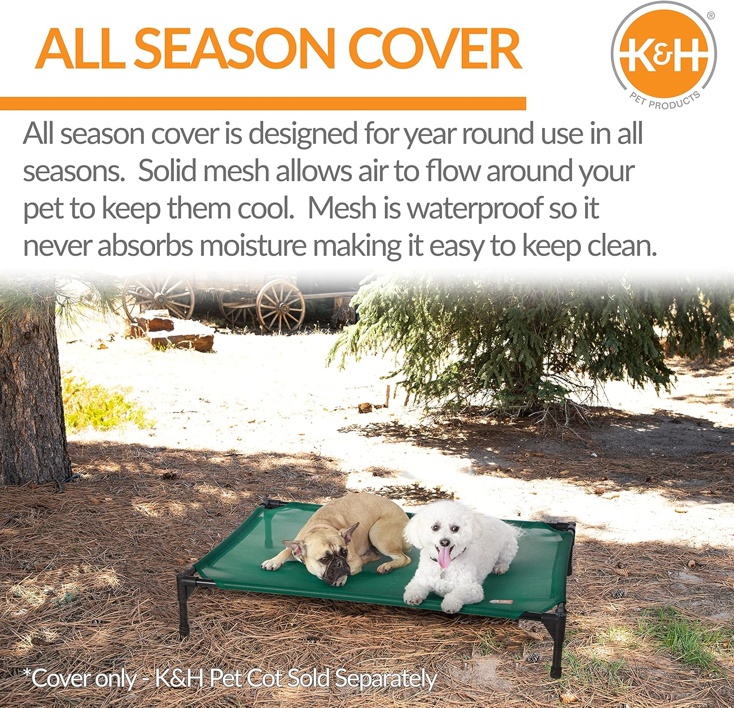 K&H Pet Products Elevated Cooling Outdoor Dog Bed Portable Raised Dog Cot Replacement Cover Only All Weather All Season Green Large 42 X 30 Inches (Cot NOT Included) image number 7