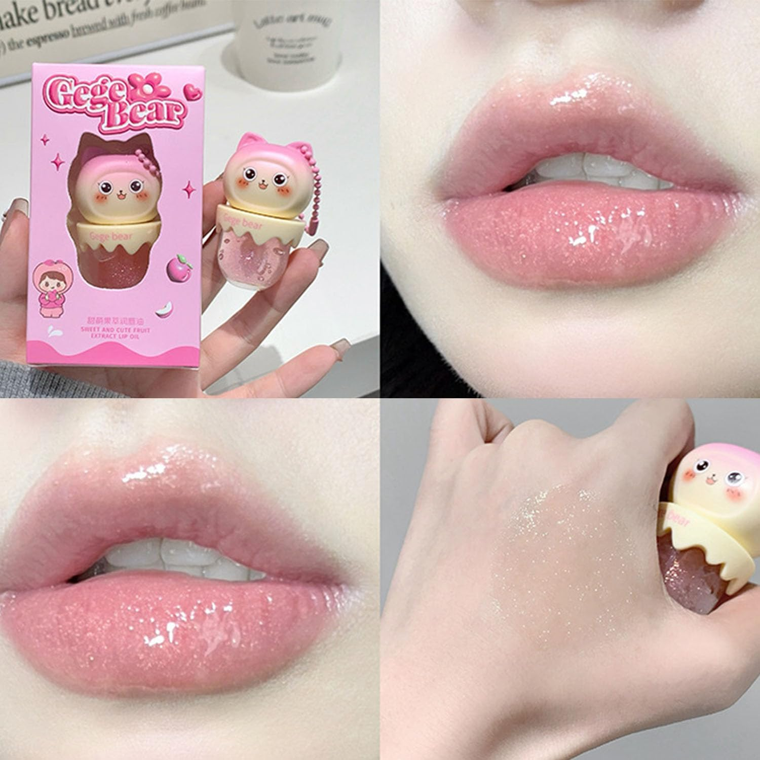 Baorder 4 Colours Shimmer Lip Gloss Set, Moisturising Lip Oil, Light, Sweet Lip Gloss, Fruit Flavoured, Moisturising Glass Lip Gloss Oil Set Makeup image number 2