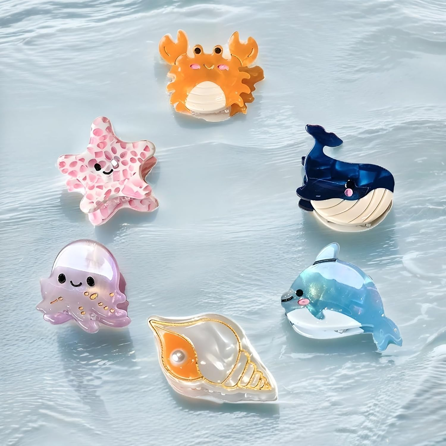 6PCS Sea Animals Small Hair Claw Clips for Women Girls Mini Ocean Hair Clip Hair Accessories with Sturdy Grip White Elephant Gifts image number 1