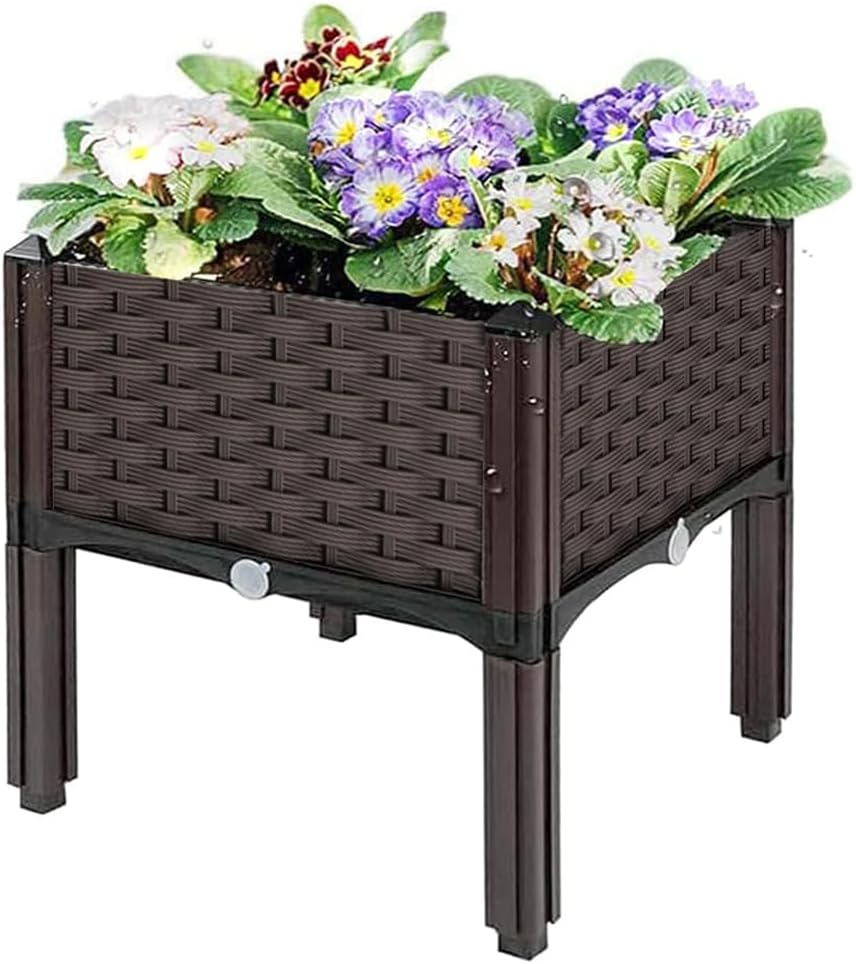 Raised Garden Bed with Legs, Gardening Supplies Plant Containers Patio with Drainage for Backyard Porch Deck to Planting Flowers Vegetables Herbs (Brown) image number 1