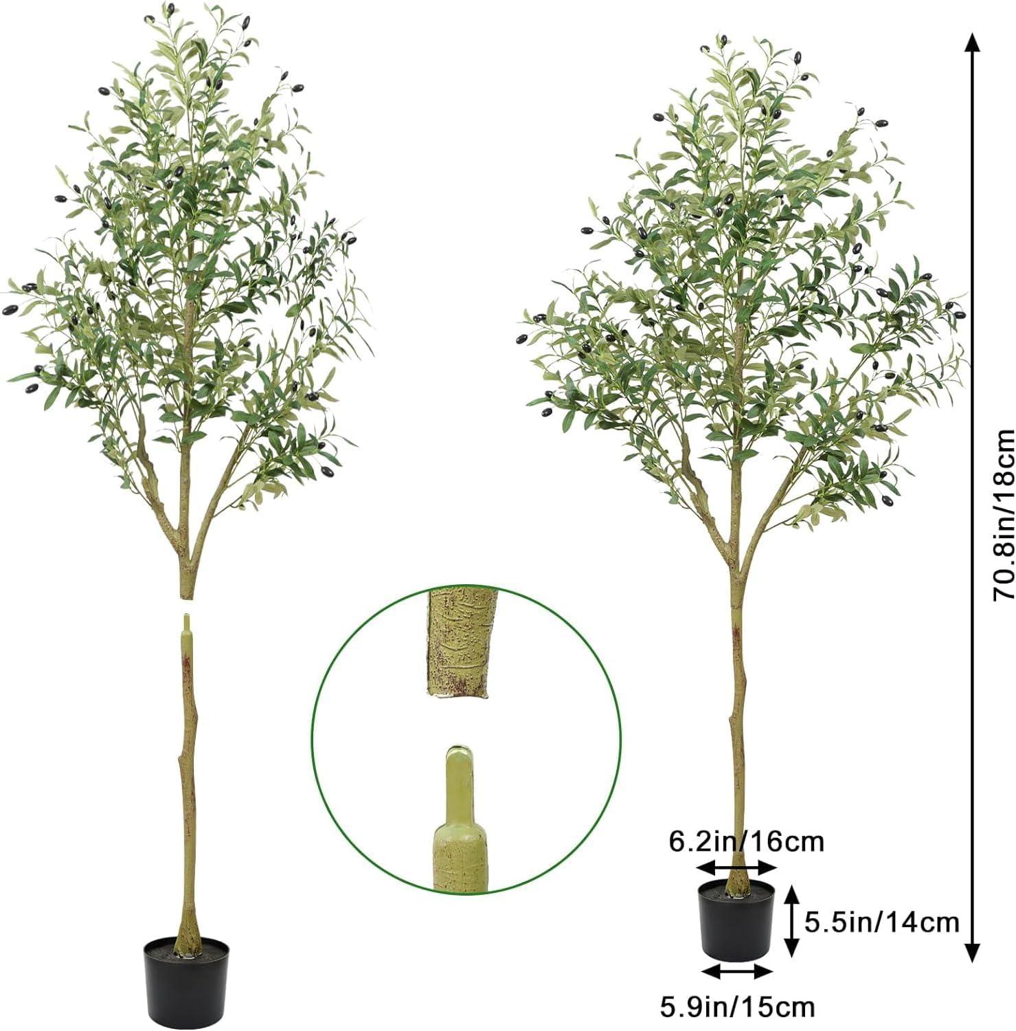 Artificial Olive Tree 6FT, Olive Trees Artificial Indoor with Potted, Large Faux Olive Tree, Suitable for Modern Office Living Room Home Decor Housewarming Gift, 1 Pack image number 2