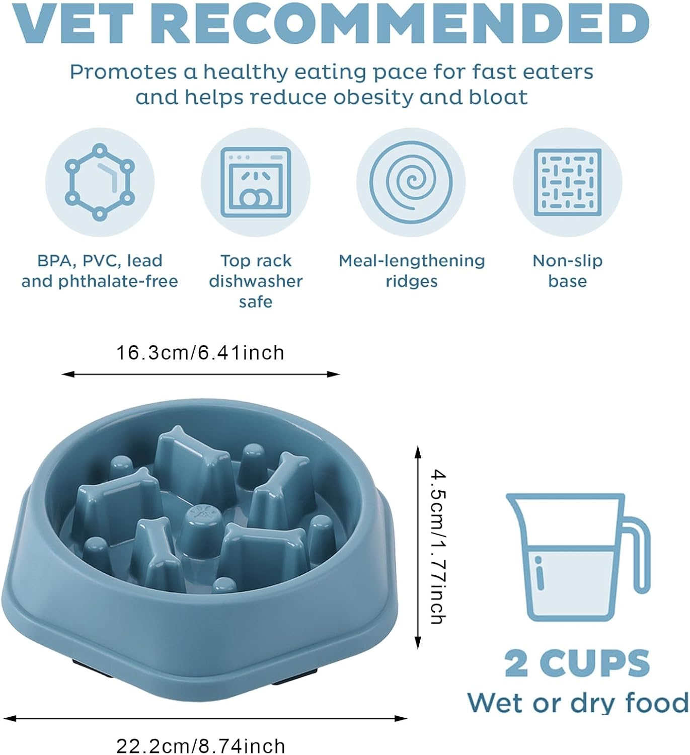 Anti-Slinging Bowl for Dogs, Sling Bowl Dogs, Slow Feeder Dog, anti Sling Bowl for Dogs, anti Slinging Bowls for Dogs, anti Slinging Bowl, Cat (Blue) image number 1