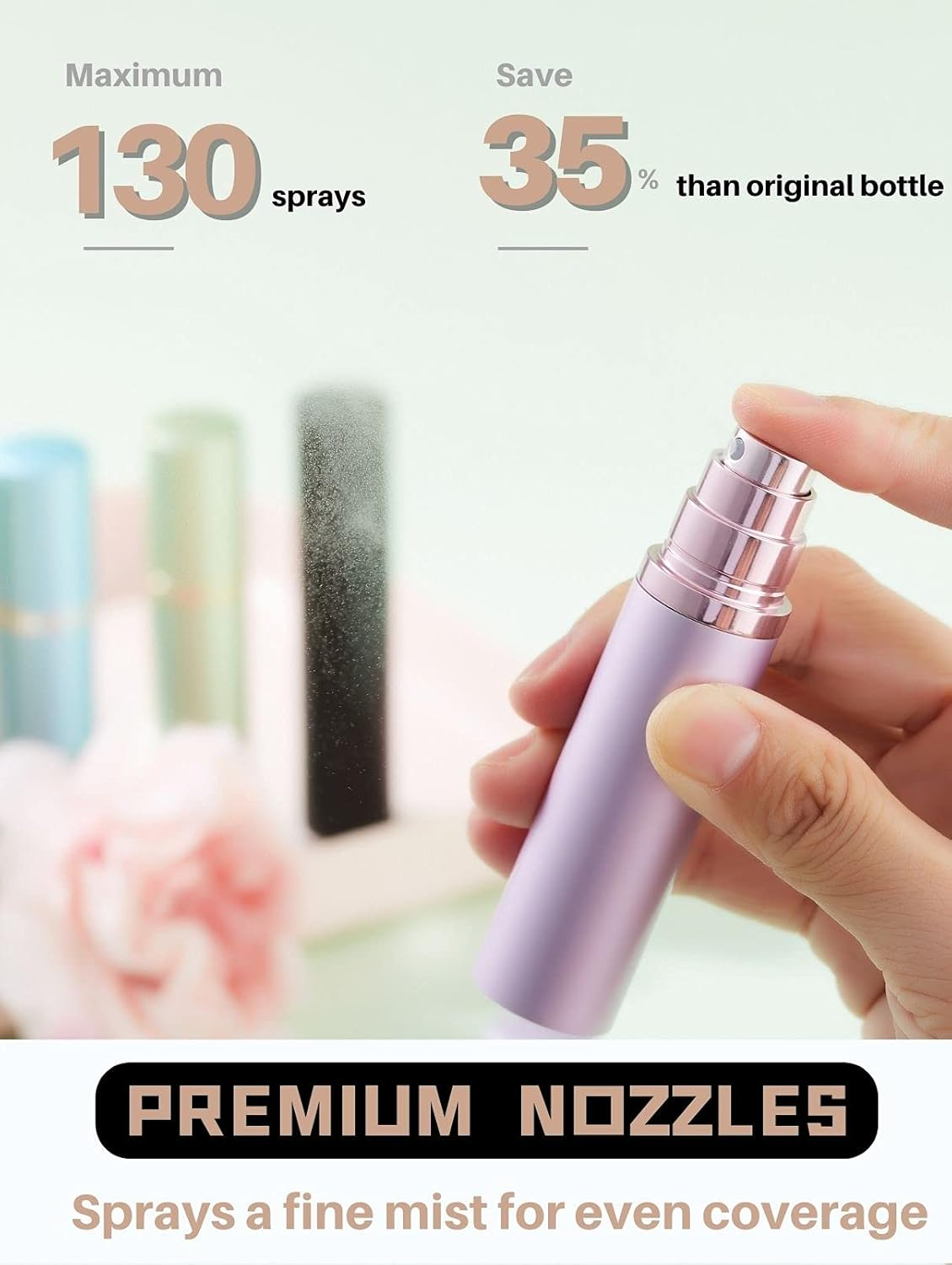 9ML Perfume Atomizer, Refillable & Travel Size Perfume Bottle, Leaking Proof,Bottom Pump without Funnel, Luxurious Small Women and Men(Sky Blue) image number 6