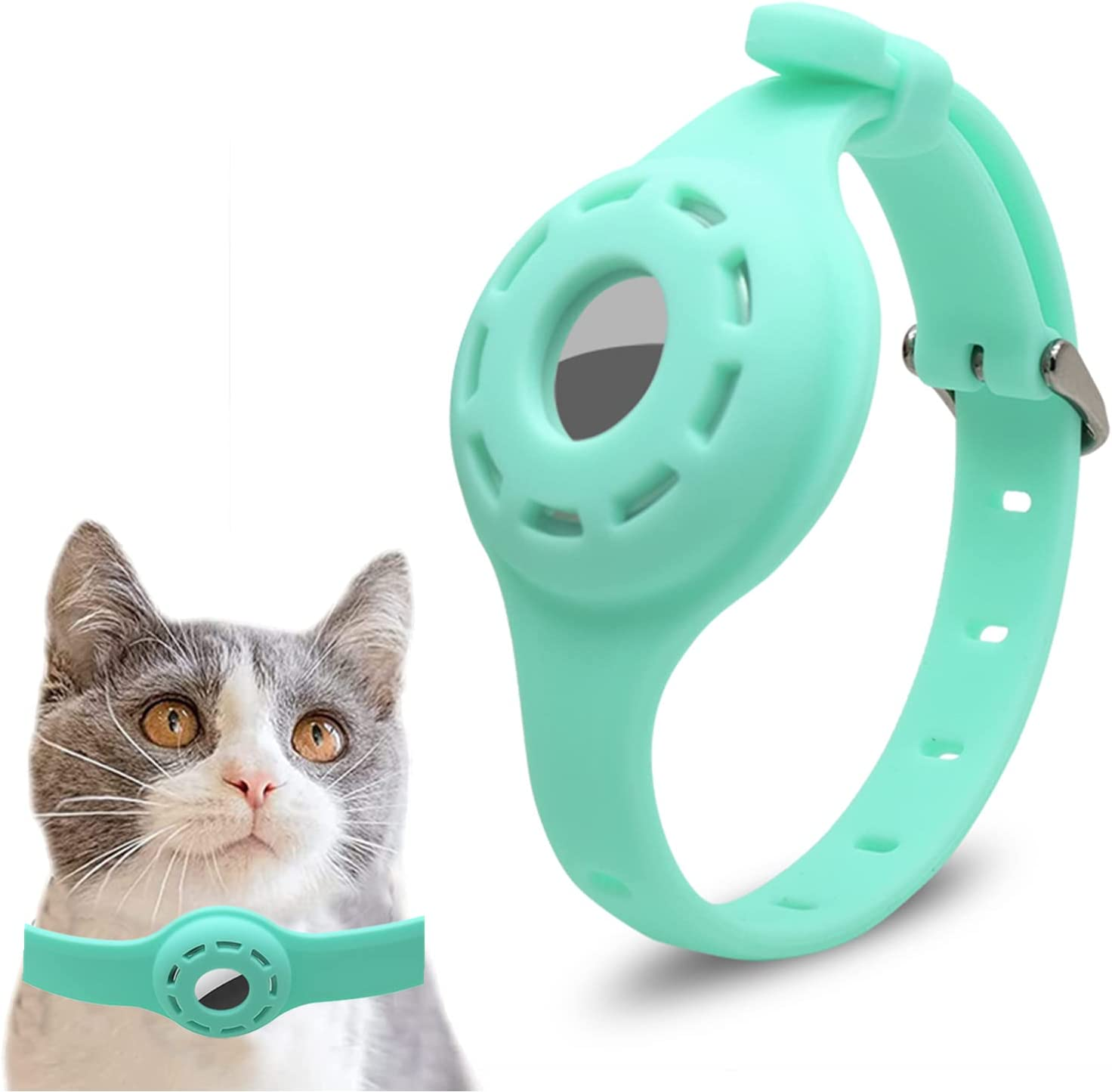 Silicone Dog Collar for Airtag - Anti-Lost Adjustable Cat Collar for Pet Finder (Yellow)