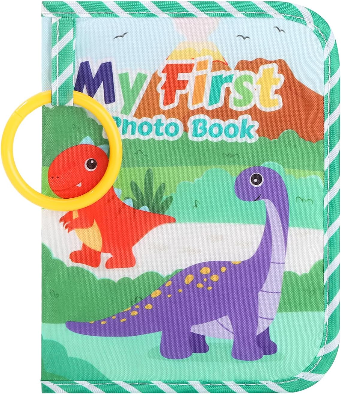 My First Photo Book for Baby 4&times;6 Inch Soft Cloth Photo Album for Family Memory with Baby Safe Mirror Toddler Photo Album Gift for New Parents (Dinosaur, 1) image number 3