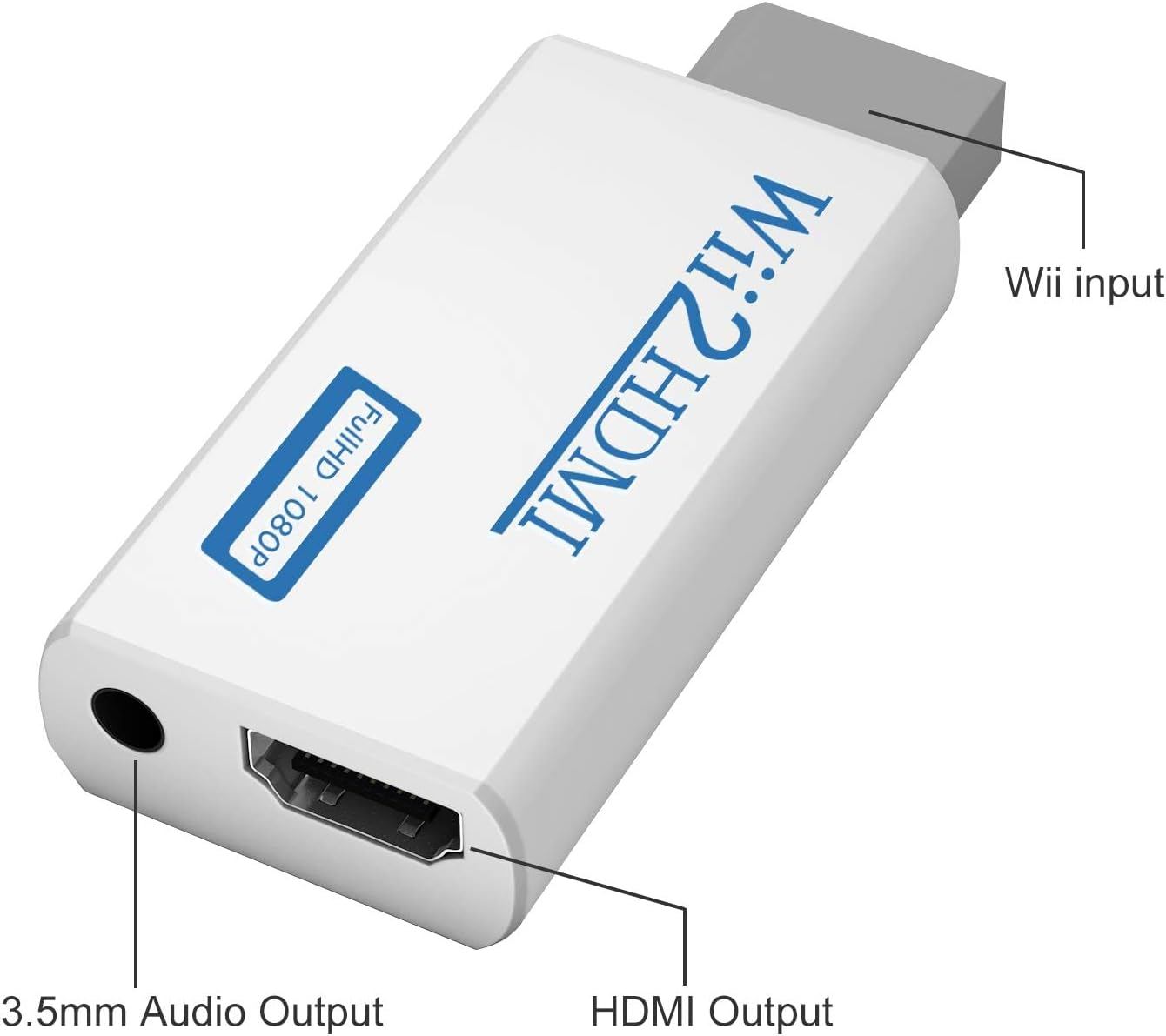 Wii to HDMI Converter Adapter 1080P, Output Video Audio HDMI Converter with 3.5Mm Audio Jack&Hdmi Output Supports All Wii Display Modes 720P NTSC Compatible with Wii, Wii U, HDTV image number 2