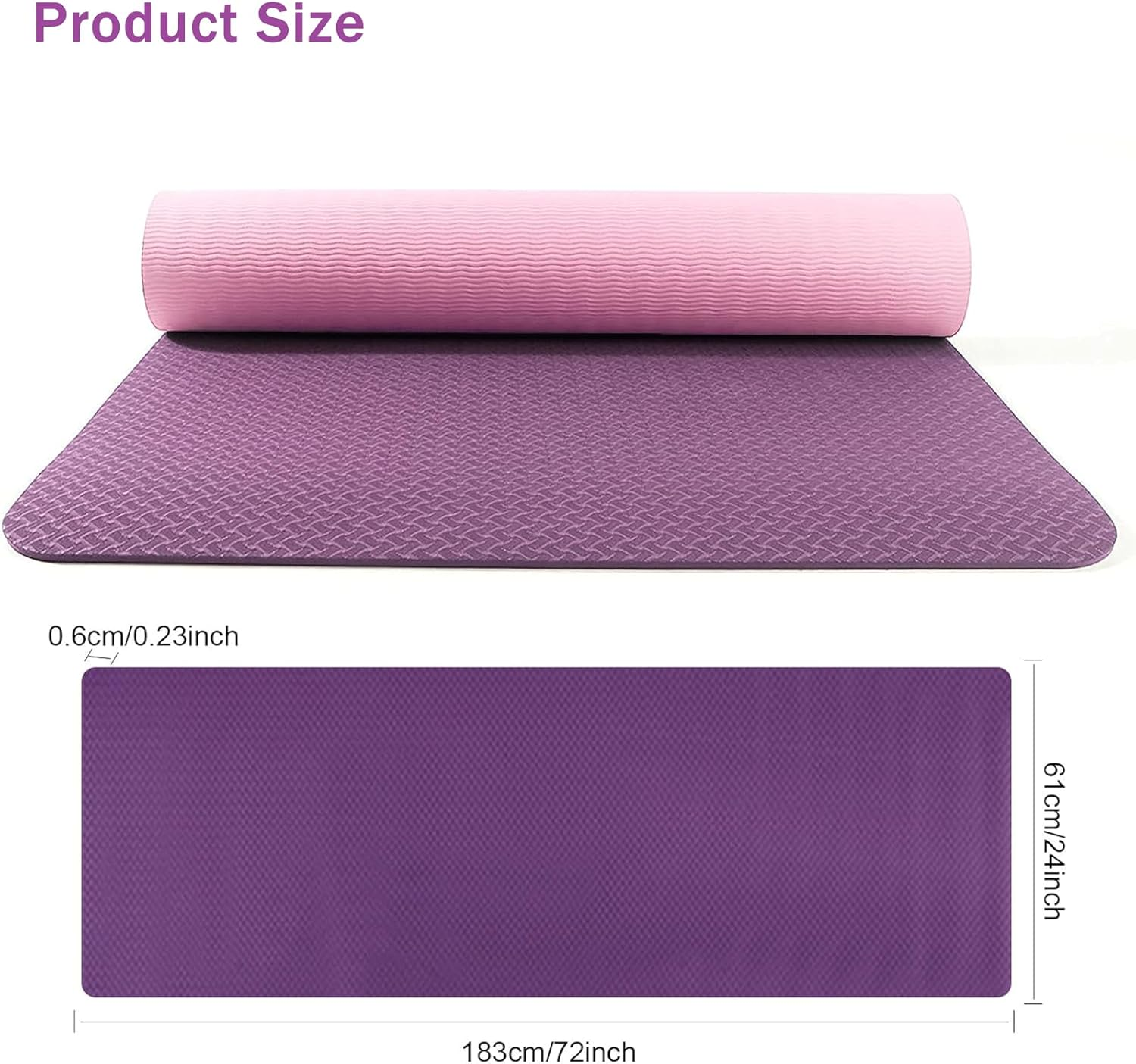 Foldable Yoga Mat, 6Mm TPE Exercise Mat, Thick Exercise & Workout Mat for Yoga, Pilates and Fitness with Anti-Slip Function &A Storage Bag for Yoga (183Cm*61Cm* 6Mm) image number 5