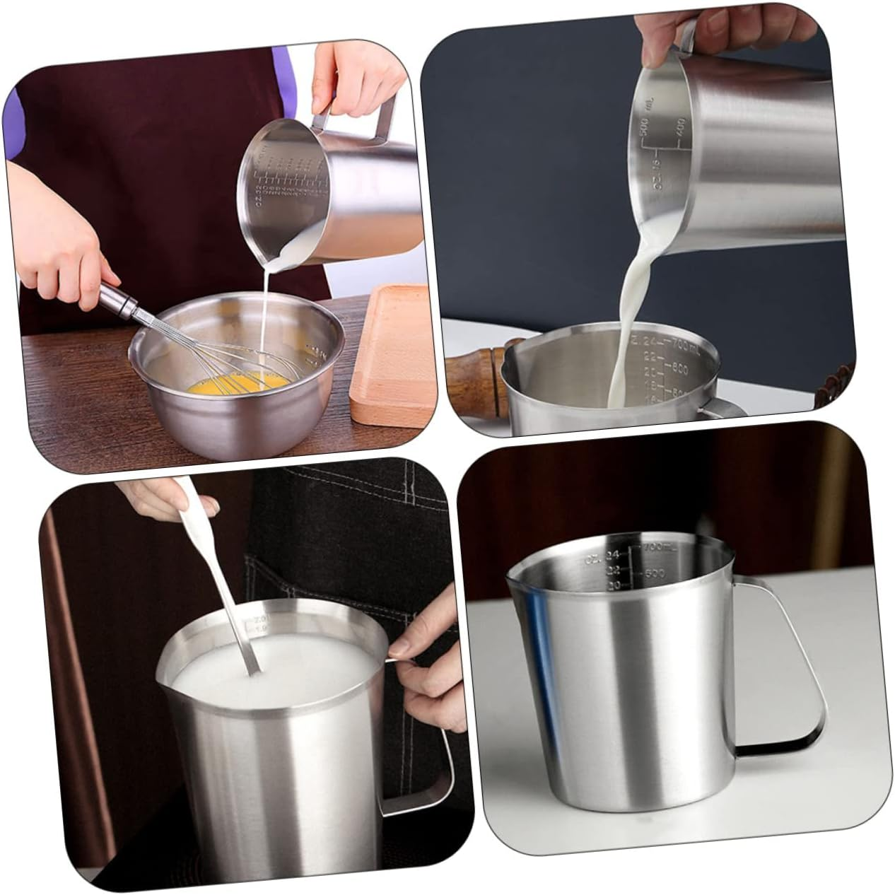 Zerodeko 1Pc Graduated Measuring Cup Dry Measuring Espresso Milk Frothing Cup Frothing Serving Pitcher Milk Frothing Pitcher Stainless Tea Kettle Teapot Stainless Steel Coffee Kitchen Scale image number 1