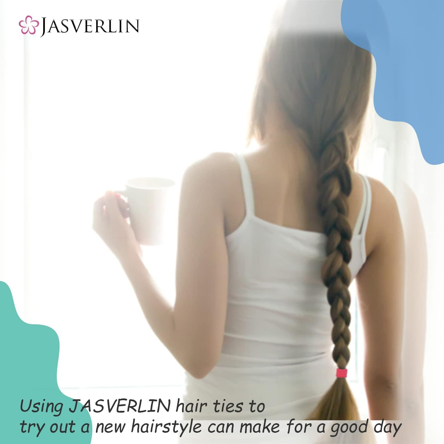 JASVERLIN 3/4Inch Elastics Hair Rubber Bands Colorful, Baby Elastic Band Hair Ties Ponytail Braid Holder Loom Tiny Small Scrunchies for Thick Women Girls Kids 1000Pcs - Multi-Colored image number 3