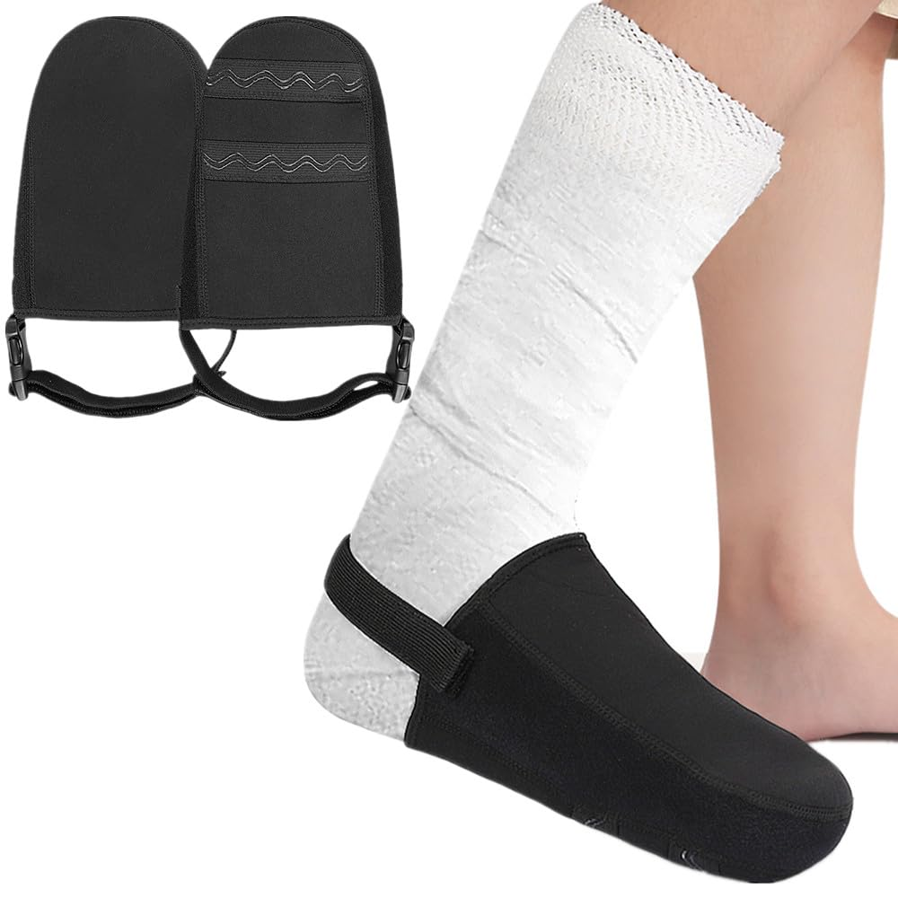 2PCS Cast Sock Toe Cover with Anti-Slip Strap, Adjustable Cast Protector Half Foot Keep Toes Warms and Clean, Protect Cast Walking Aids Boot Toe Warmer