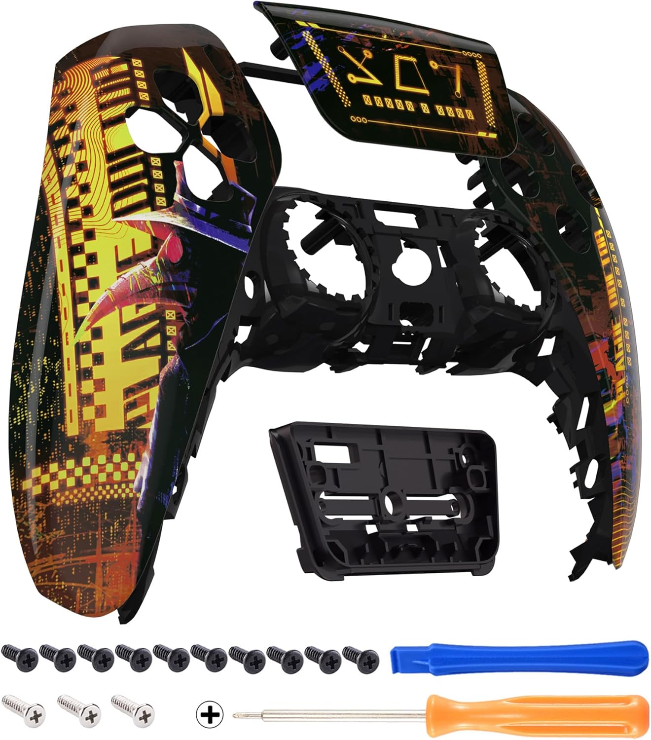 Extremerate Silver Wave Touchpad Front Housing Shell Compatible with Ps5 Controller, DIY Replacement Shell Custom Touch Pad Cover Faceplate Compatible with Ps5 Controller image number 4