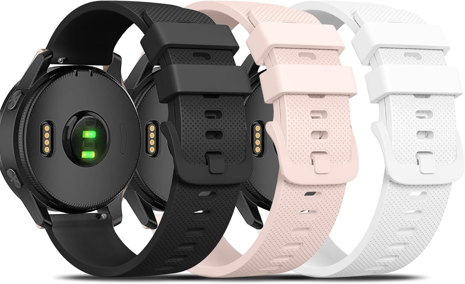 3 Pack Sport Bands for Garmin Forerunner 245 Band, Garmin Vivoactive 5 Band, Garmin Venu SQ Band,20Mm Soft Silicone Replacement Watch Strap for Garmin Forerunner 55/645/245 Music Smartwatch