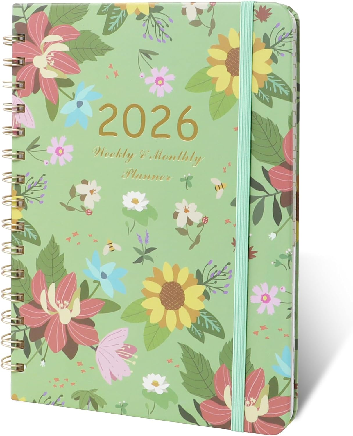 Junart 2026 Academic Diary A5 Week to View from January to December 2025 Weekly & Monthly Planner,Teacher Planner,Academic Year Diaries with Elastic Strap(Violet)