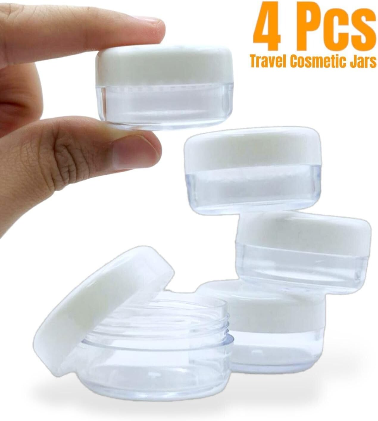 Paulstore 4Pcs MINI TRAVEL POTS Small round Tub Container Sample Jar Cosmetic Storage 20Ml image number 2