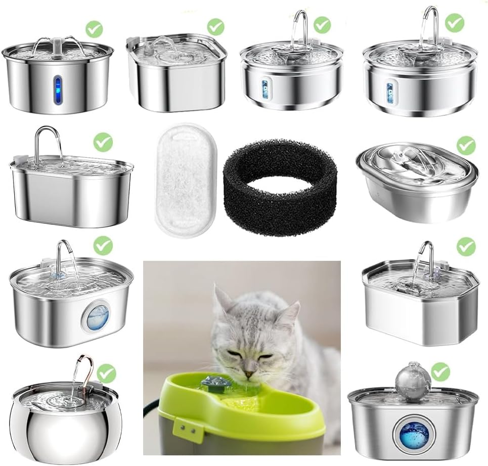 Pack of 16 Cat Fountain Filter Stainless Steel Foam Filter Drinking Fountain Cat Replacement Filter for Stainless Steel Drinking Fountain Cats and Dogs image number 2
