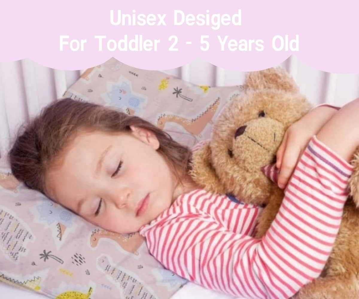 Baby Toddler Pillowcase,2 Packs 100% Cotton Pillow Cover for Kids Bedding,15X23 Pillowslip Case for Sleeping Fits Pillows Sized 13X18 or 14X19,Envelope Closure Travel Pillow Pillowcase - Pink Dinosaurs image number 6