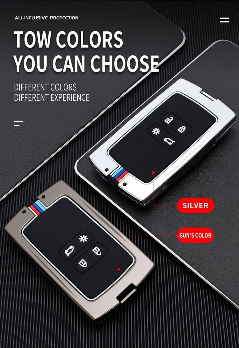 Ontto Zinc Alloy Car Key Fob Cover Case Fit for Renault Captur Megane Espace Clio Zoe Koleos Scenic 4 Arkana Dacia Sandero Keyring Key Shell Holder Bag Keychain Protective Accessories Black A image number 3