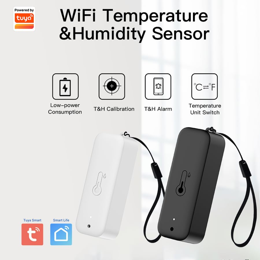 Uantii Tuya Wifi Temperature Humidity Detector Smart Hygrometer Thermometer Sensor Works with Smart Life App and Compatible with Alexa Works with Google Home (White-1Pcs) image number 3